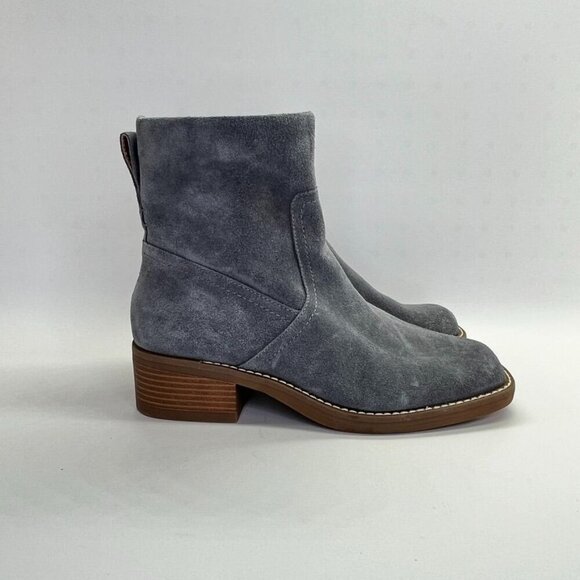 Lucky Brand Women's Kazey Square Toe Bootie in Gray Suede Block Heel - Picture 1 of 16